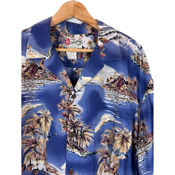 Hilo Hattie Other - Hilo Hatties Men's Hawaiian Floral‎ Hibiscus Island Palm Trees Blue Size 2XL
